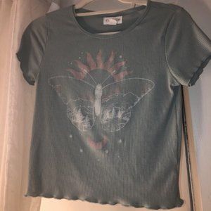 Blue butterfly top